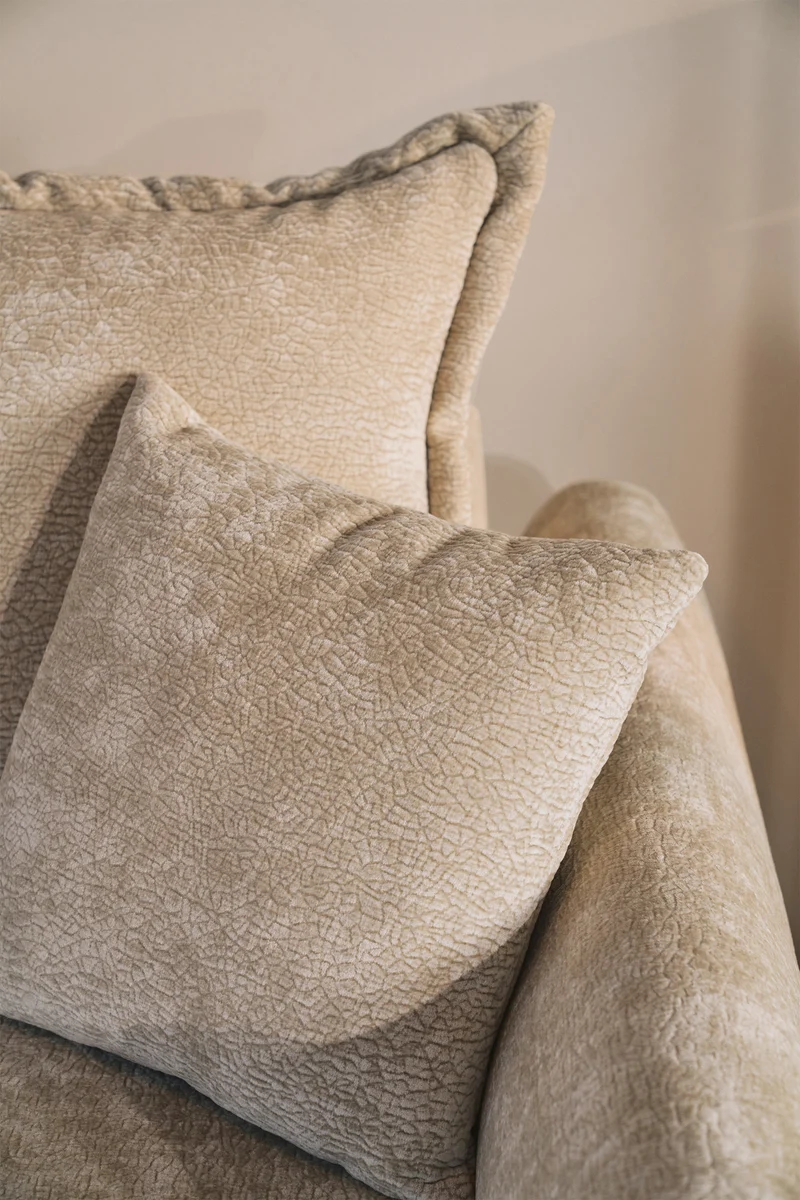 Ecksofa mit Schlaffunktion Cushi, L-förmig, rechtsseitig, mit Stauraum, beige Chenille