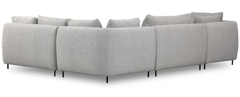 Modulares Ecksofa Lanomi U-förmig, rechtsseitig, hellgrauer Bouclé-Stoff
