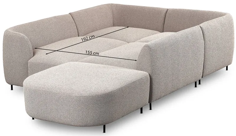Modulares Lanomi Ecksofa U-förmig, linksseitig, cremefarbenes Bouclé