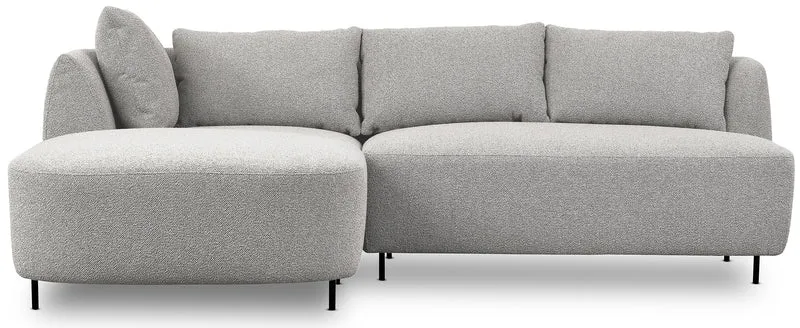 Modulares Ecksofa Lanomi L-förmig, linksseitig, hellgrauer Bouclé-Stoff