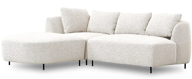 Modulares Ecksofa Lanomi L-förmig linksseitig weiß Bouclé