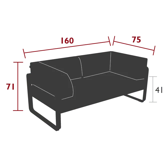 Gartensofa BELLEVIE - 2-Sitzer mit Seitenkissen