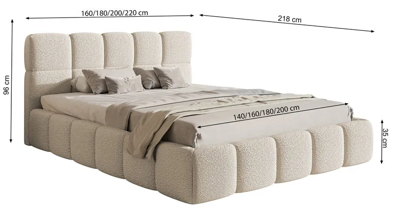 Gepolstertes Bett 160x200 cm Cloudy mit Stauraum, kupferfarben, hydrophober Chenillestoff