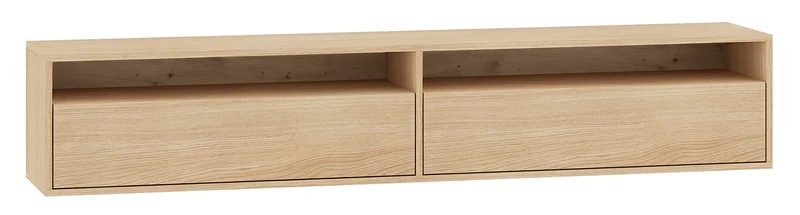 Hängender TV-Schrank Heggers mit zwei Klappen und Nischen, 180 cm, Eiche Mavelie