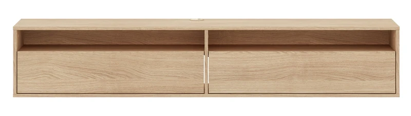 Hängender TV-Schrank Heggers mit zwei Klappen und Nischen, 180 cm, Eiche Mavelie