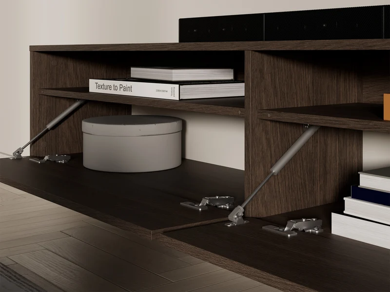 Hängender TV-Schrank Heggers mit zwei Klappen und Fächern, 180 cm, Eiche Dunin