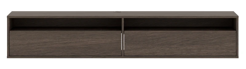 Hängender TV-Schrank Heggers mit zwei Klappen und Fächern, 180 cm, Eiche Dunin