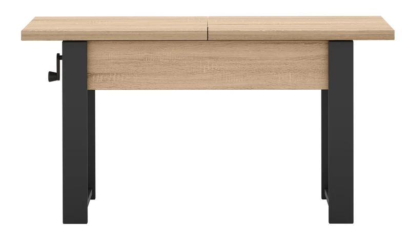 Ausziehbarer Couchtisch Hugo 120(157)x67 cm Sonoma-Eiche mit schwarzen Beinen