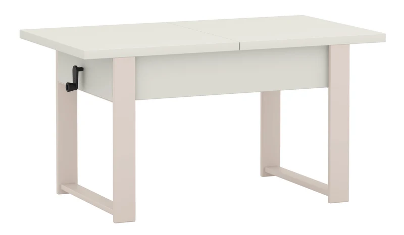 Ausziehbarer Couchtisch Hugo 120(157)x67 cm in Alpenweiß mit Kaschmir-Beinen