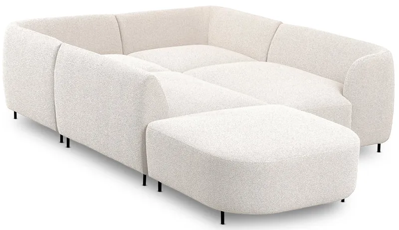 Modulares Ecksofa Lanomi U-förmig, rechtsseitig, weißes Bouclé