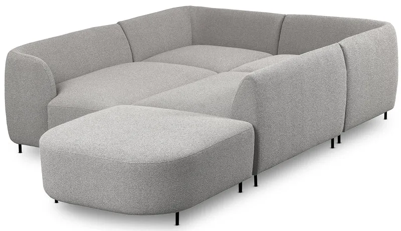 Modulares Ecksofa Lanomi U-förmig, linksseitig, hellgrauer Bouclé-Stoff