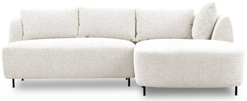 Modulares Ecksofa Lanomi, L-förmig, rechtsseitig, weißes Bouclé