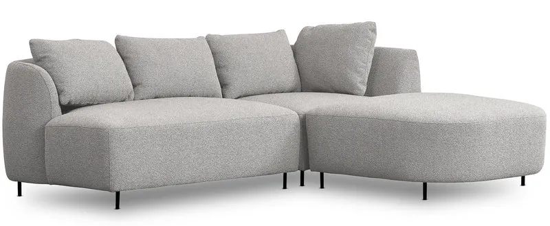 Modulares Ecksofa Lanomi L-förmig, rechtsseitig, hellgrauer Bouclé-Stoff