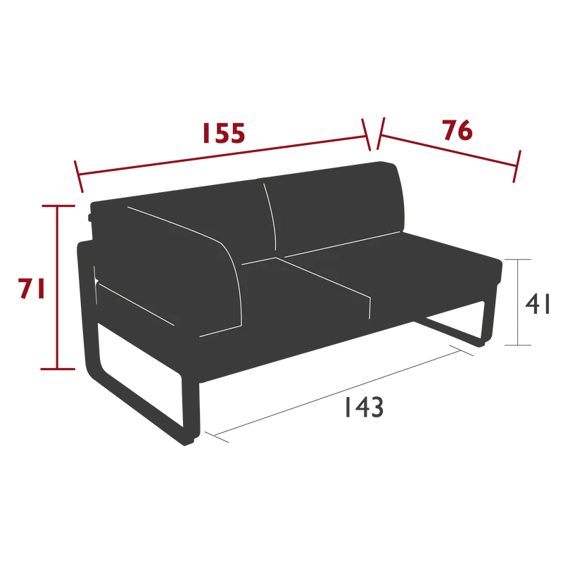 2-Sitzer Eckelement BELLEVIE mit Seitenkissen - Links