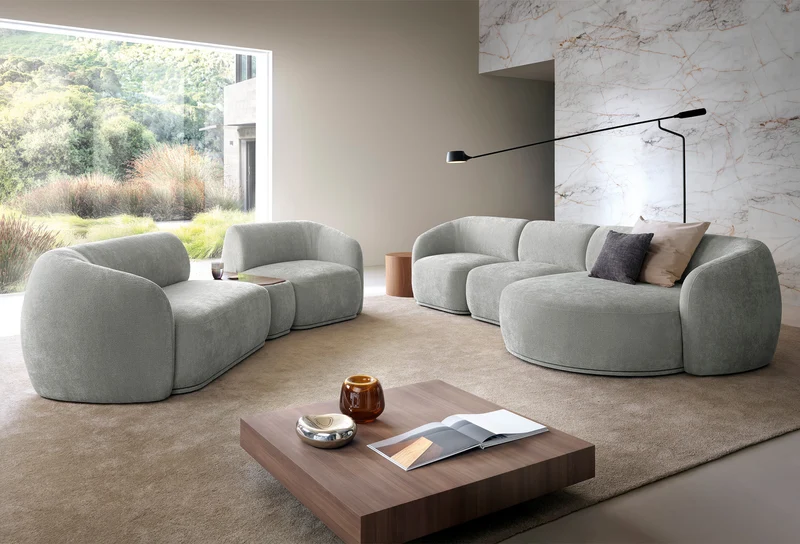Doppelmodul Bommo links, grau Chenille