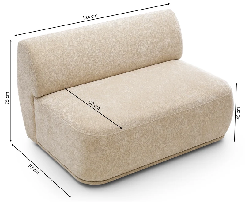Doppeltes Mittelmodul Bommo beige Chenille