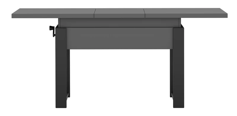 Ausziehbarer Couchtisch Hugo 120(157)x67 cm grau diamantmuster mit schwarzen Beinen