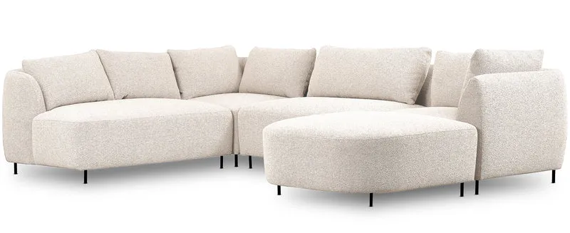 Modulares Lanomi Ecksofa U-förmig, linksseitig, cremefarbenes Bouclé