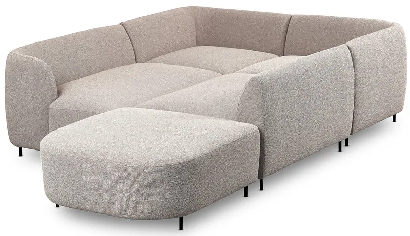 Modulares Ecksofa Lanomi U-förmig, linksseitig, grau-beige Bouclé
