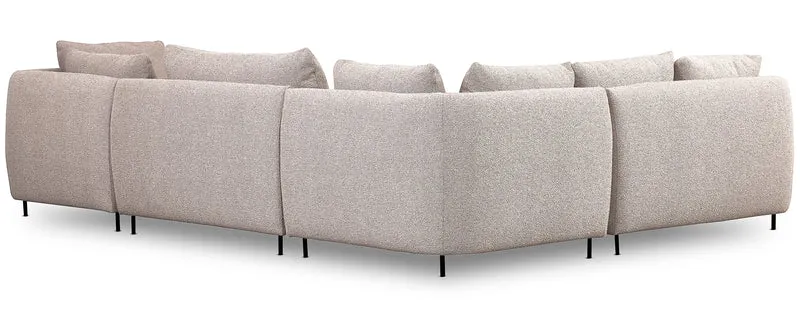 Modulares Ecksofa Lanomi U-förmig, linksseitig, grau-beige Bouclé