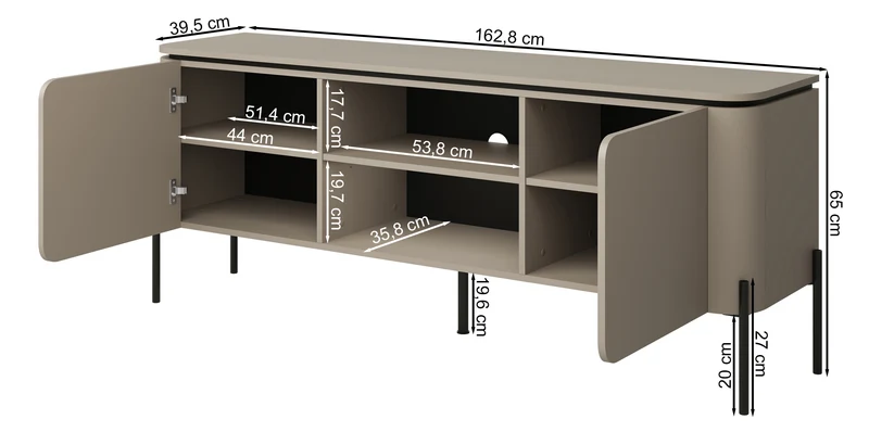 Calderis TV-Schrank mit zwei Türen und zwei Fächern, 163 cm, Congo