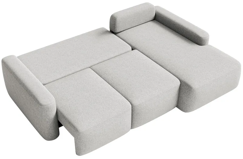 Ecksofa mit Schlaffunktion Carnos Mini, L-förmig, rechtsseitig, grau-beige, pflegeleichter Chenille-Stoff