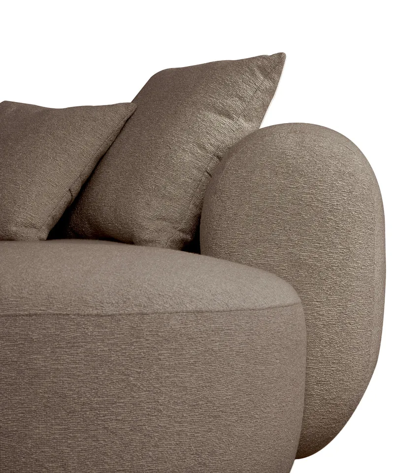 Modulares Ecksofa Baomi, großes L-förmiges, rechtsseitiges Modell mit Hocker, hellbraunes Chenille
