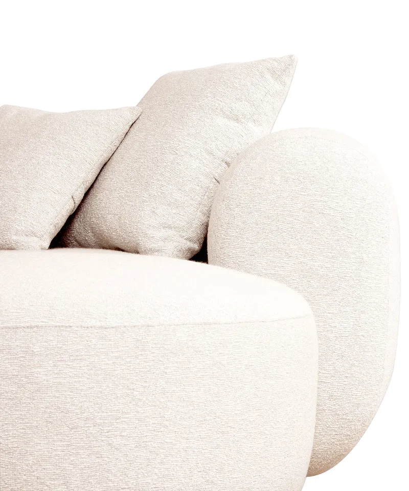 Modulare Eckcouch Baomi L-förmig mit Hocker, rechtsseitig, cremefarbenes Chenille