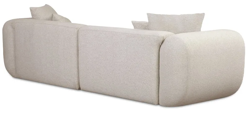 Modulares Ecksofa Baomi L-förmig mit Hocker, rechtsseitig, hellbeige Chenille
