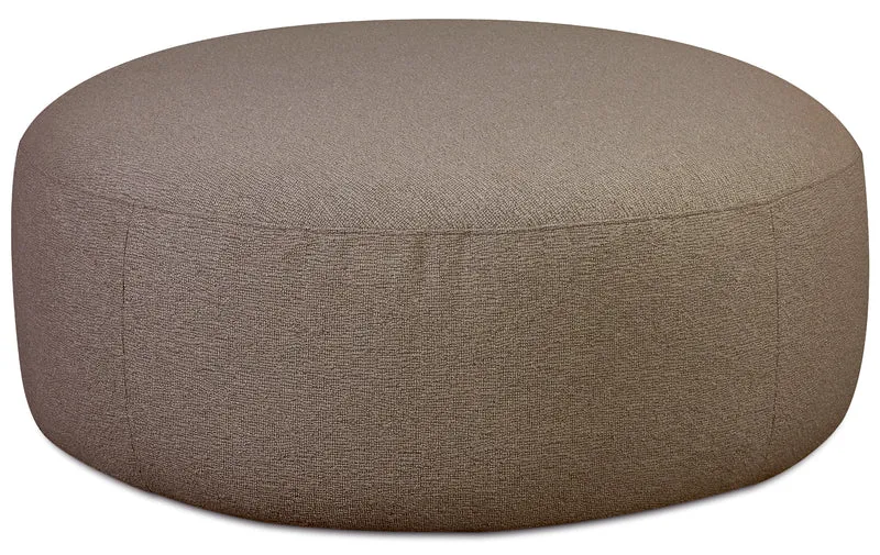Modulares Ecksofa Baomi, großes L-förmiges, rechtsseitiges Modell mit Hocker, hellbraunes Chenille