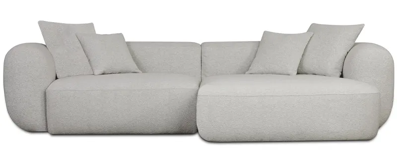 Modulares Ecksofa Baomi, L-förmig, rechtsseitig, hellgrauer Chenille-Stoff