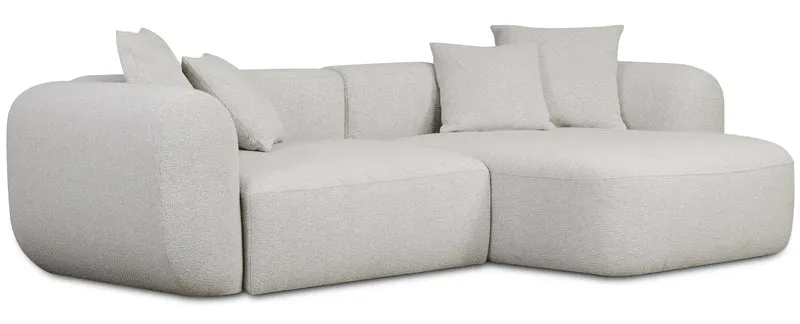 Modulares Ecksofa Baomi, L-förmig, rechtsseitig, hellgrauer Chenille-Stoff