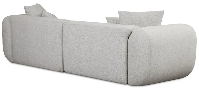Modulares Ecksofa Baomi, L-förmig, rechtsseitig, hellgrauer Chenille-Stoff