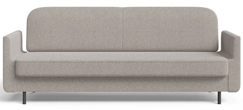 Dreisitziges ausklappbares Sofa Ovelio in grau-beige, hydrophober Chenille-Stoff