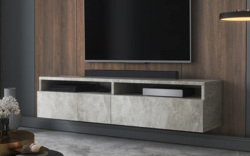 TV-Schrank mit zwei Schubladen Rednaw 140 cm Beton