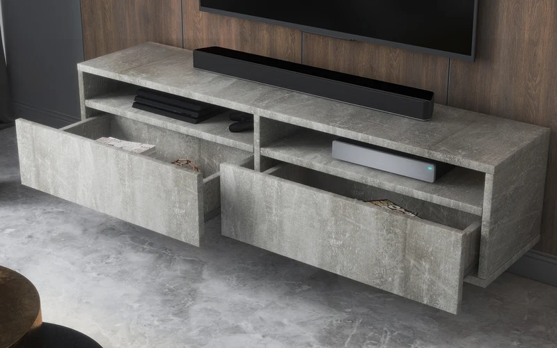 TV-Schrank mit zwei Schubladen Rednaw 140 cm Beton