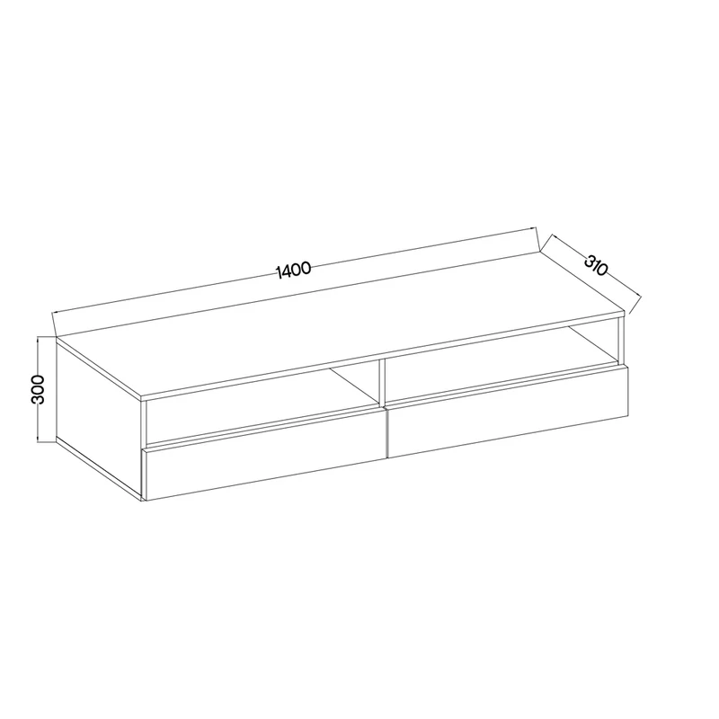 TV-Schrank mit zwei Schubladen Rednaw 140 cm Beton mit Beleuchtung