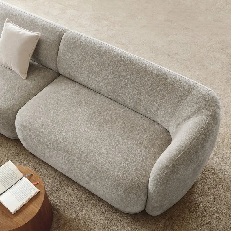 Modulares Ecksofa Bommo L-förmig linksseitig grau-beige Chenille