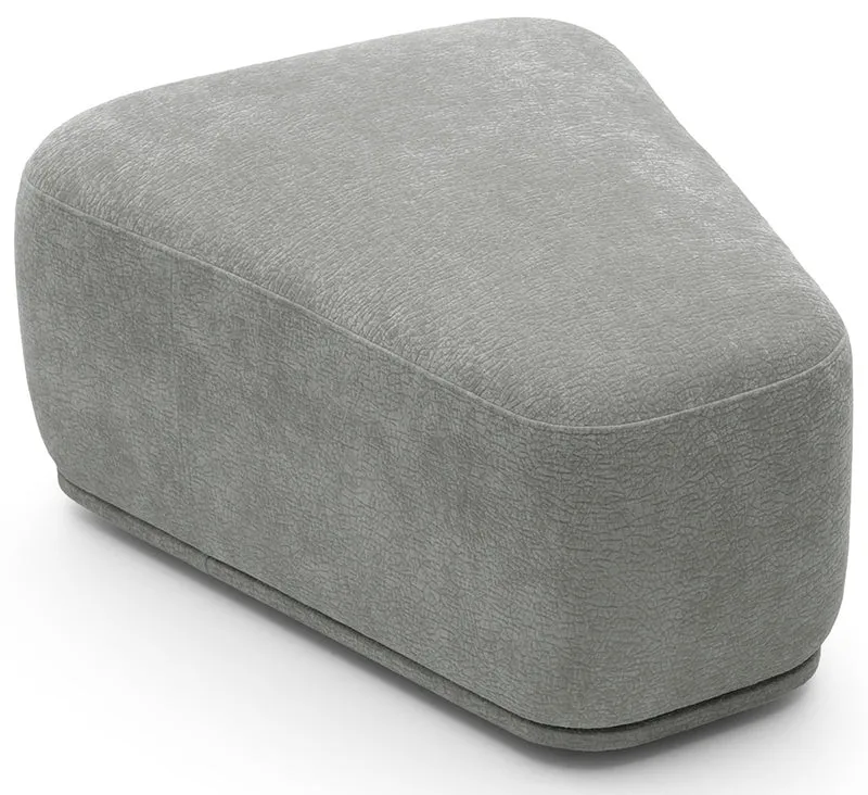 Modulares Ecksofa Bommo L-förmig mit Pouf, rechtsseitig, grauer Chenille-Stoff