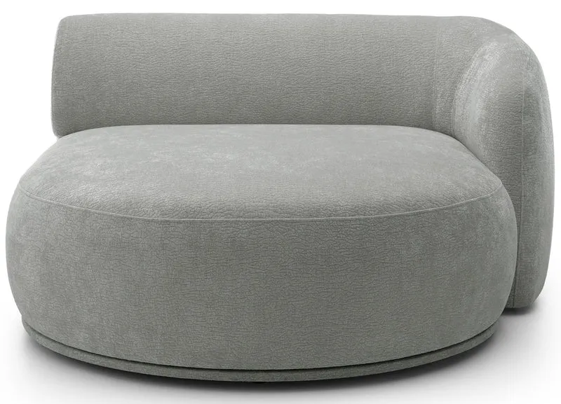 Modulares Ecksofa Bommo L-förmig mit Pouf, rechtsseitig, grauer Chenille-Stoff