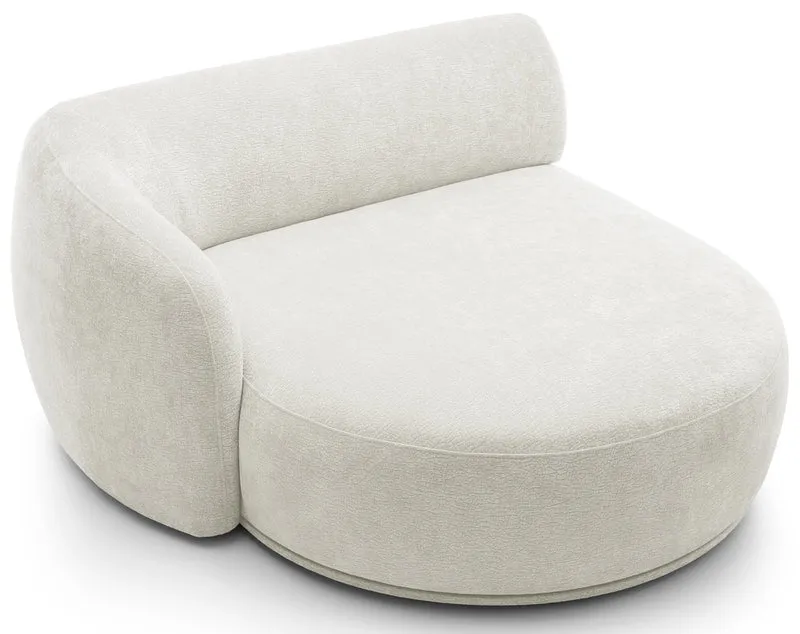 Modulares Ecksofa Bommo L-förmig mit linksseitigem Hocker, cremefarbener Chenillestoff