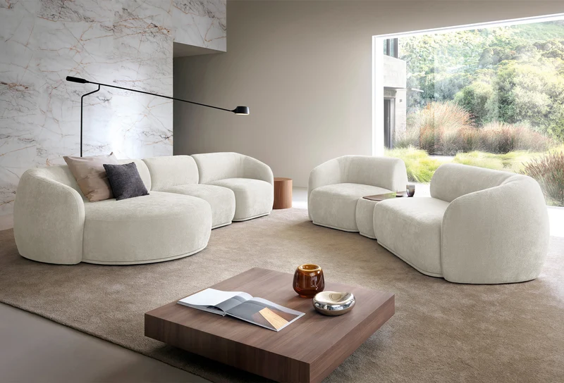 Doppelmodul Bommo rechtsseitig cremefarben Chenille