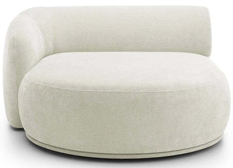 Modulares Ecksofa Bommo L-förmig mit linksseitigem Hocker, cremefarbener Chenillestoff