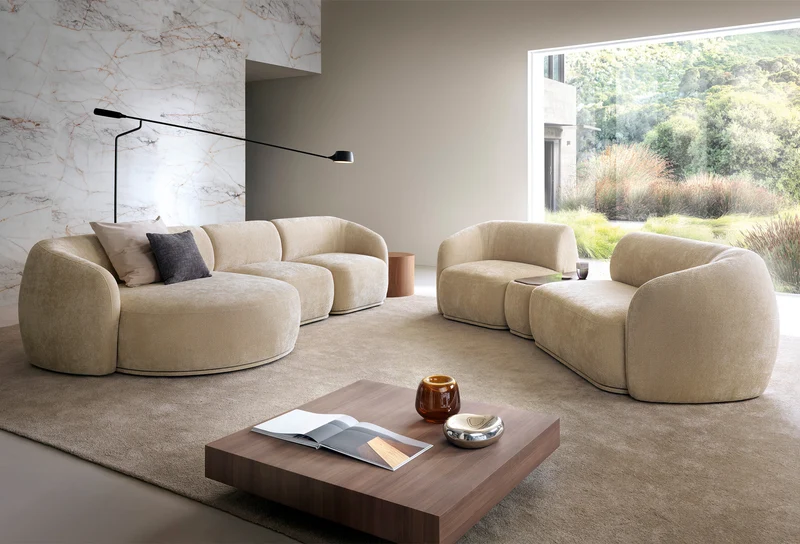 Einzelmodul Bommo linksseitig, beige Chenille