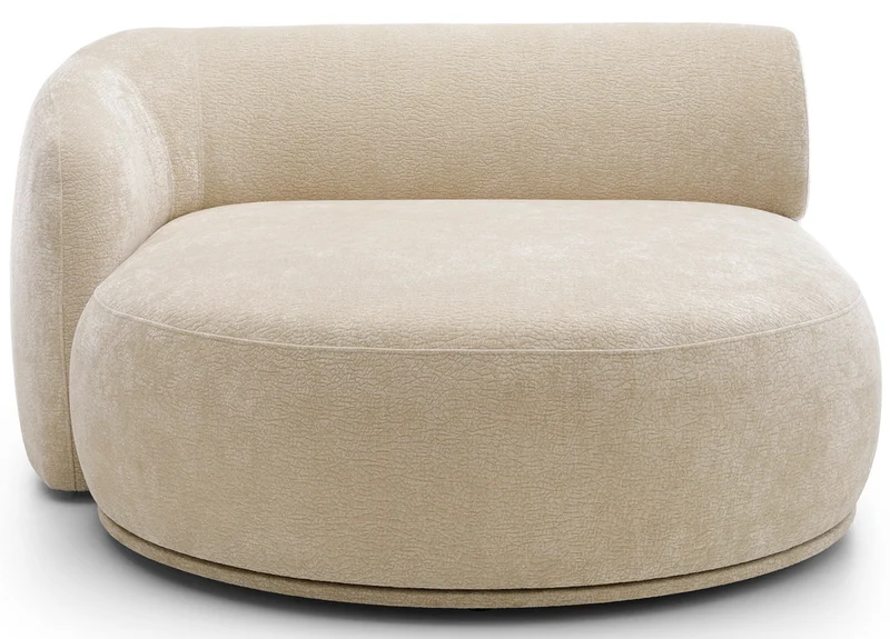 Modulares Ecksofa Bommo L-förmig mit Hocker, linksseitig, beige Chenille