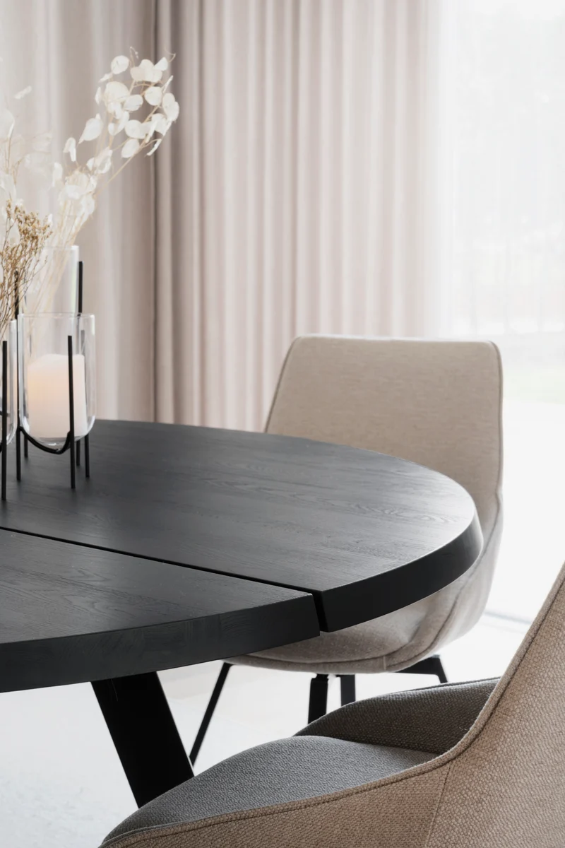 Massivholztisch ø160cm, schwarz