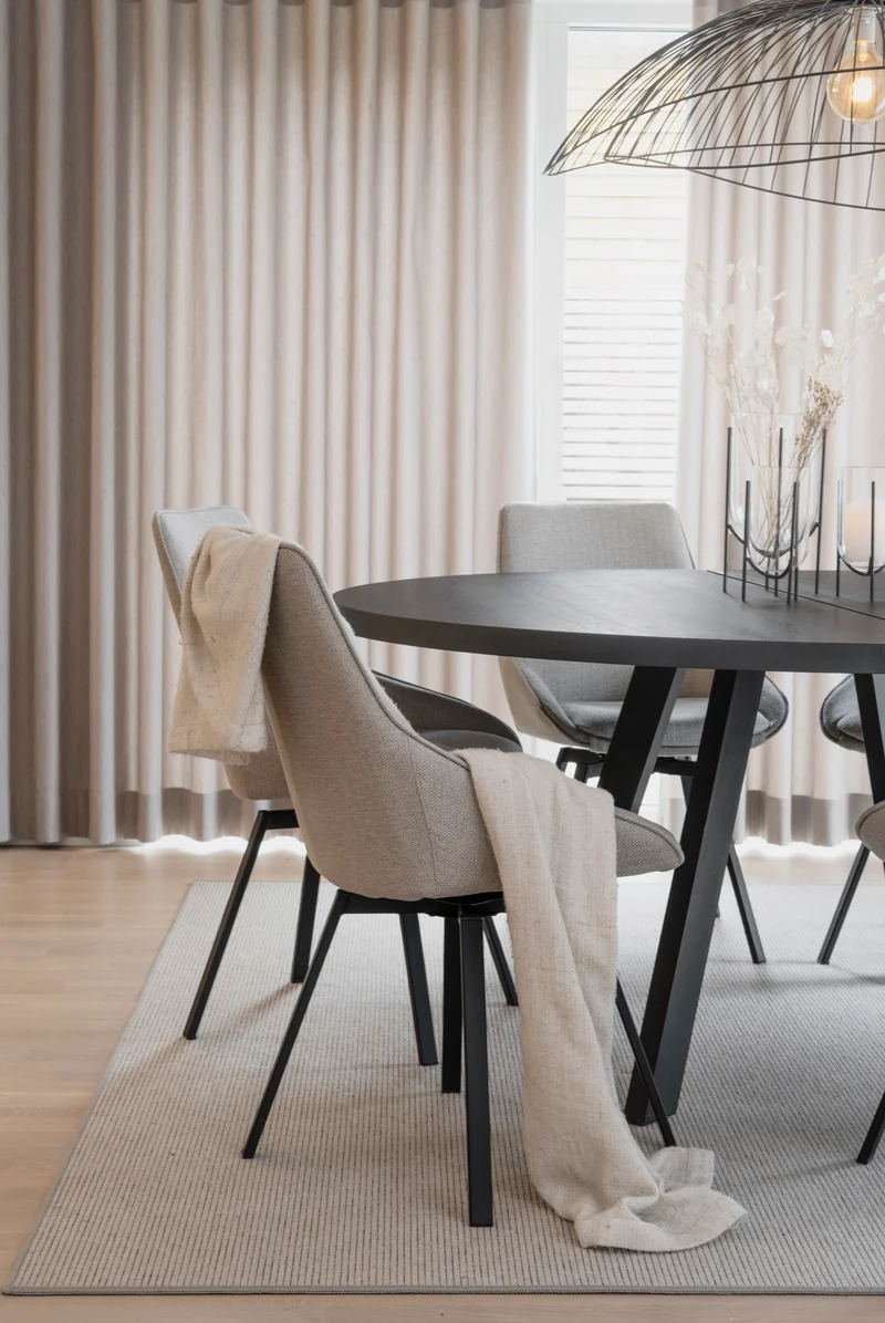 Massivholztisch ø160cm, schwarz
