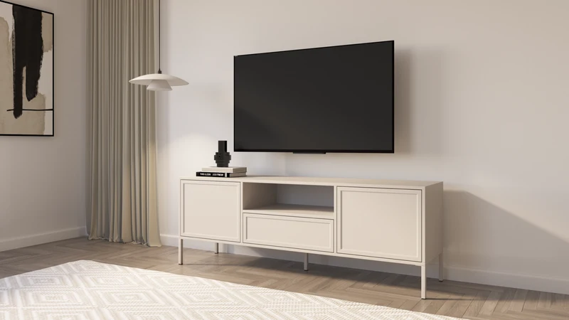 Velveto TV-Schrank, zweiflügelig mit Schublade und Nische, 160 cm, Kaschmirfarben