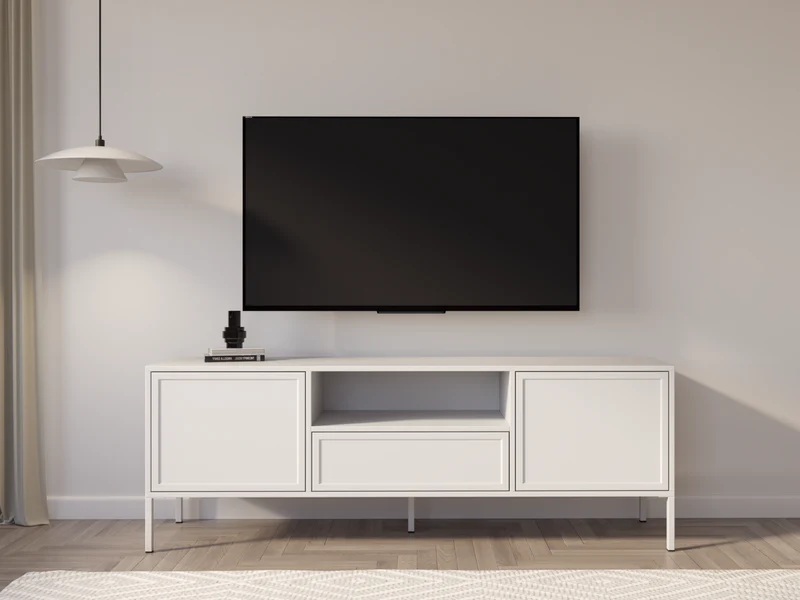 TV-Schrank Velveto, zweiflügelig mit Schublade und Nische, 160 cm, weiß