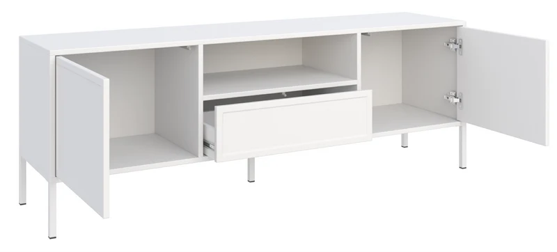 TV-Schrank Velveto, zweiflügelig mit Schublade und Nische, 160 cm, weiß